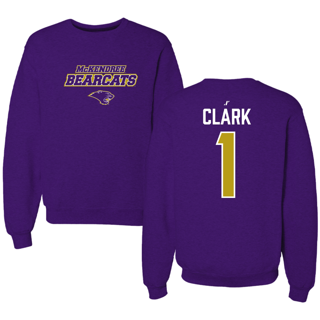 McKendree University Football Purple General Crewneck - #1 Eddie Clark