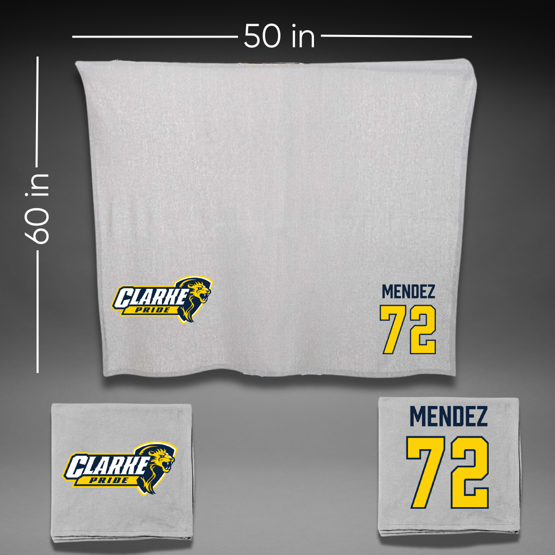 Clarke University Baseball Gray Blanket - #72 Daniel Mendez