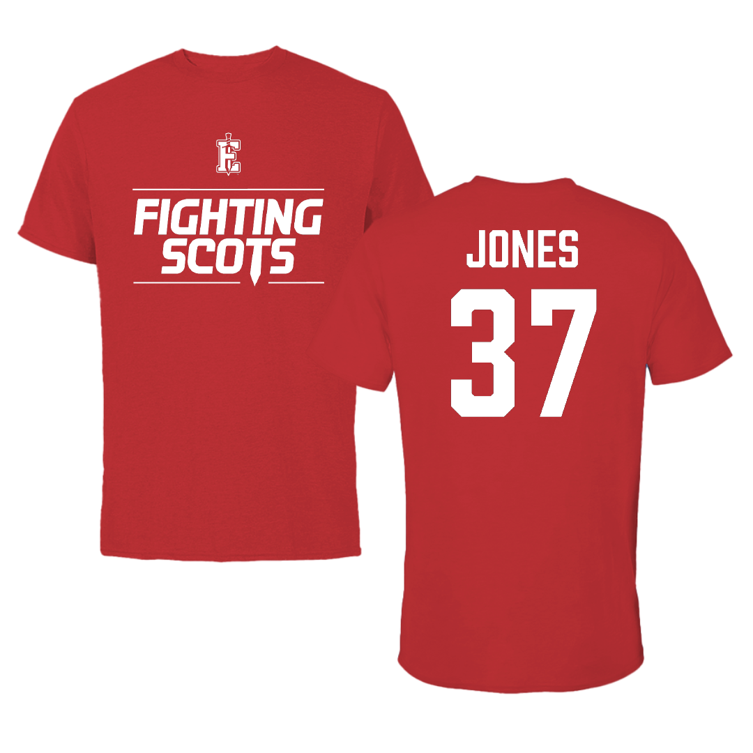 PennWest Edinboro Football Red General Tee - #37 Amari Jones