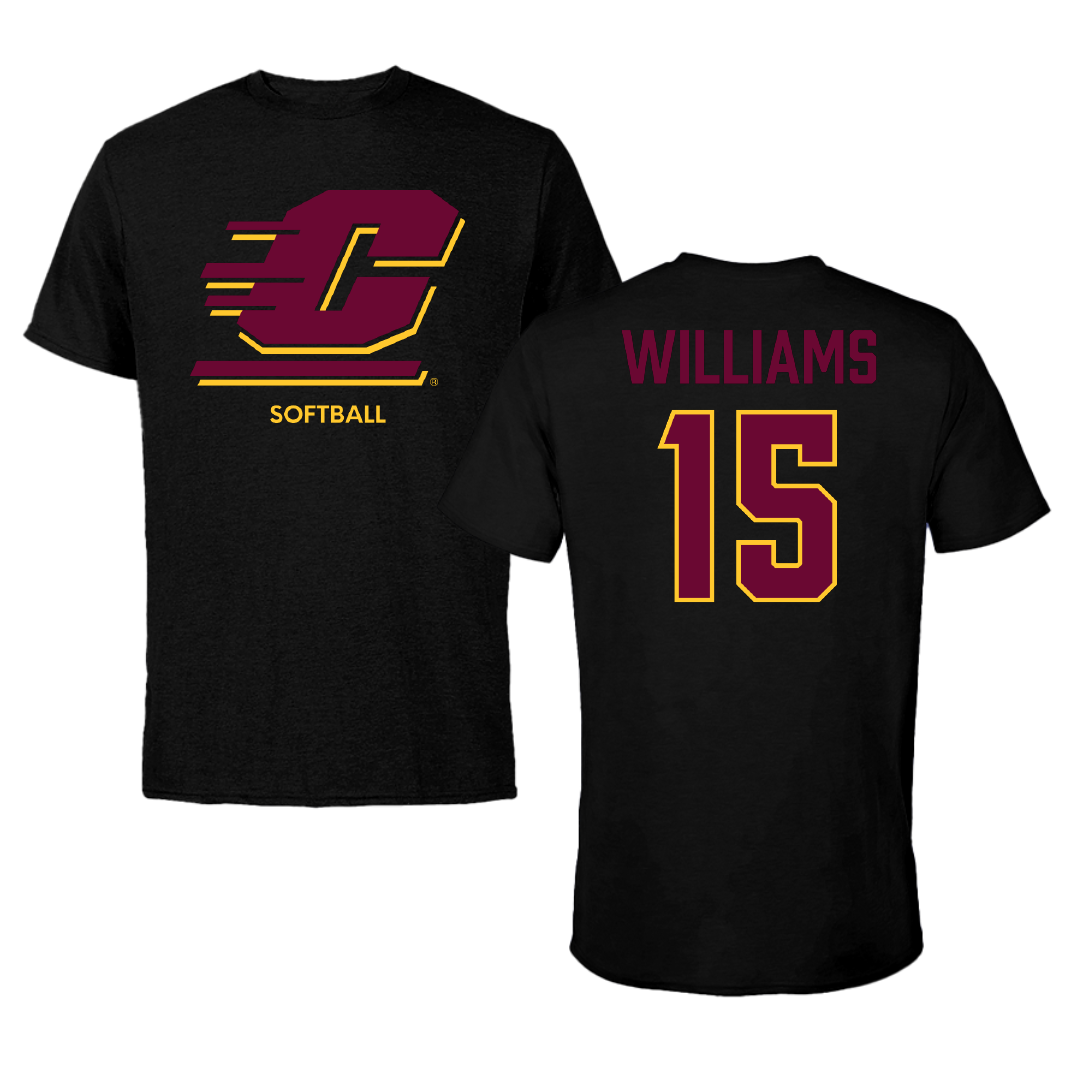 Central Michigan University Softball Black Tee - #15 London Williams