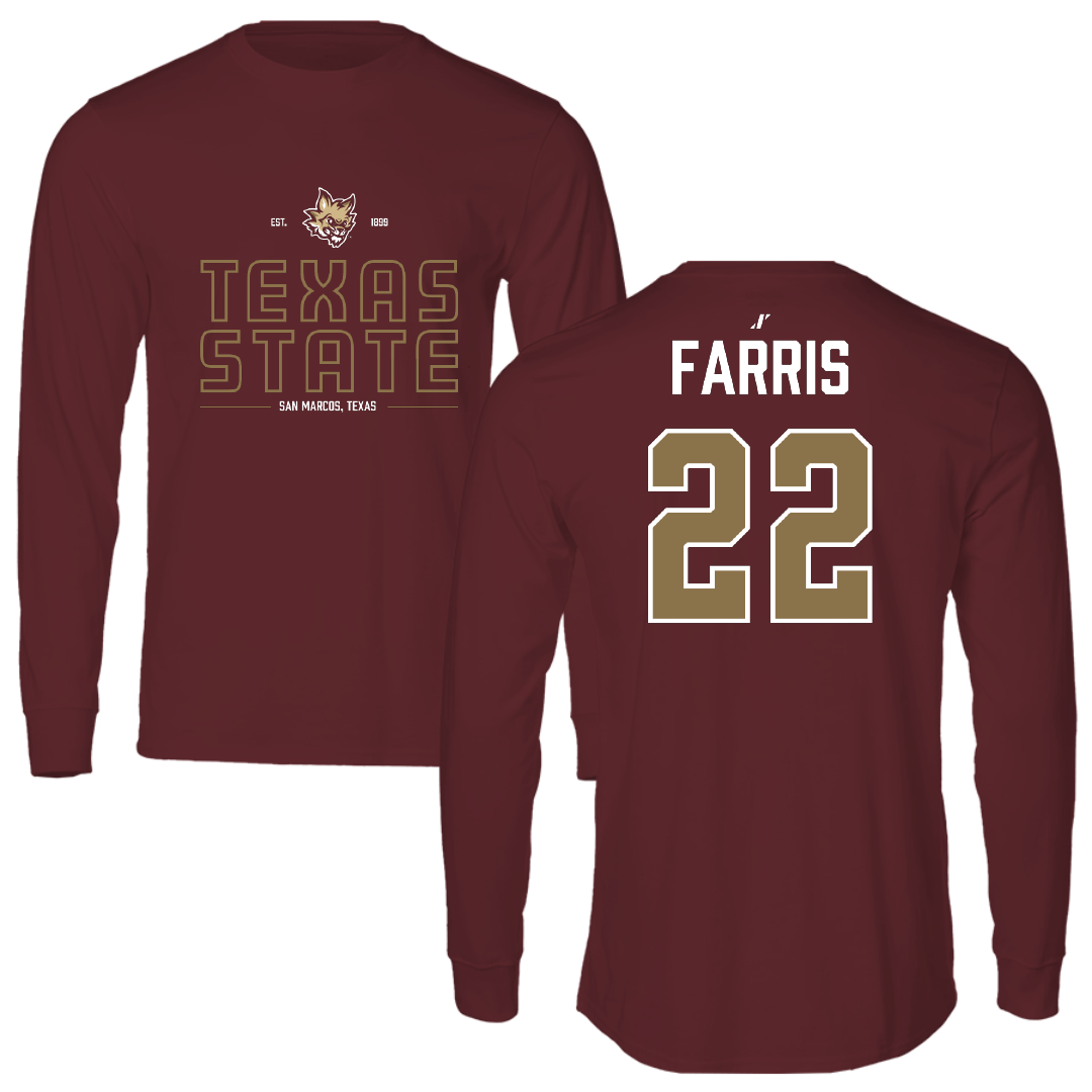 Texas State University Baseball Maroon General Performance Long Sleeve - #22 Ethan Farris