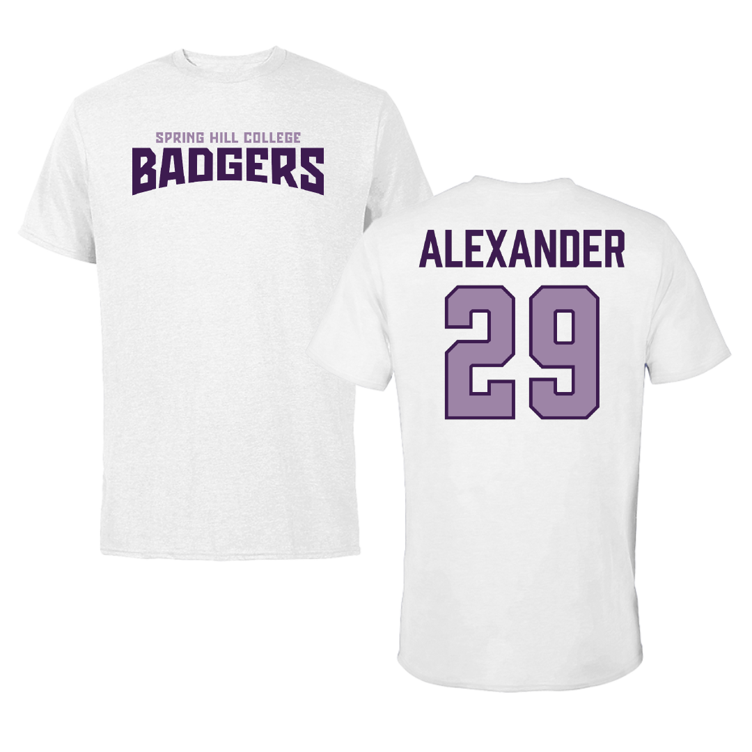 Spring Hill College Soccer (M) White Classic Performance Tee - #29 Hudson Alexander