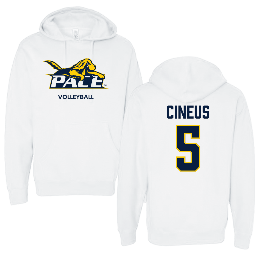 Pace University Volleyball (W) White Hoodie - #5 Emily Cineus