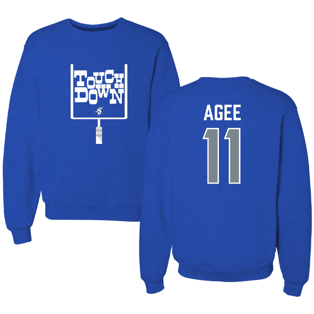Thomas More University Football Blue Touchdown Crewneck - #11 Preston Agee