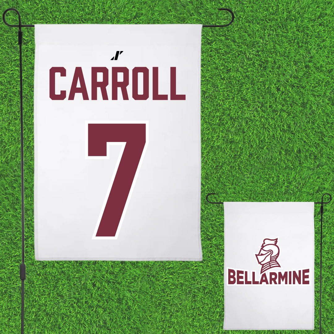 Bellarmine University Baseball White Garden Flag - #7 Ethan Carroll