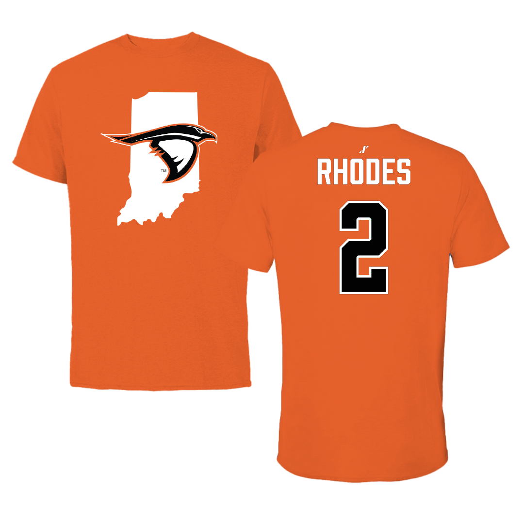 Anderson University (Indiana) Football Orange State Tee - #2 Isaiah Rhodes