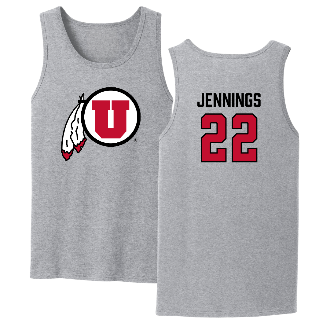 University of Utah Soccer Sport Gray Tank Top - #22 Kyla Jennings