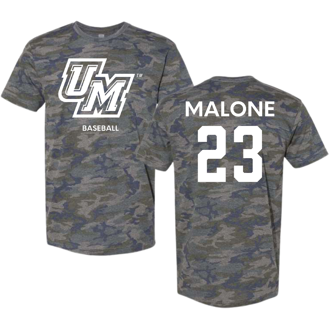 University of Montevallo Baseball Vintage Camo Tee - #23 Sam Malone