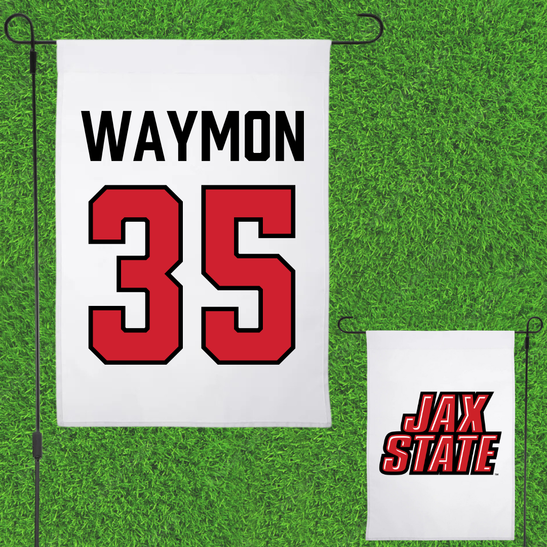 Jacksonville State University Football White Garden Flag - #35 Ty Waymon