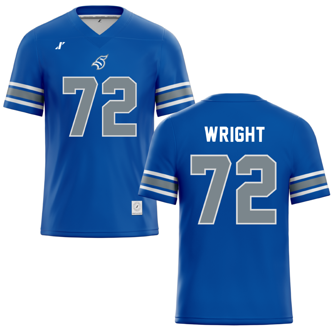 Thomas More University Blue Football Jersey - #72 Jayden Wright