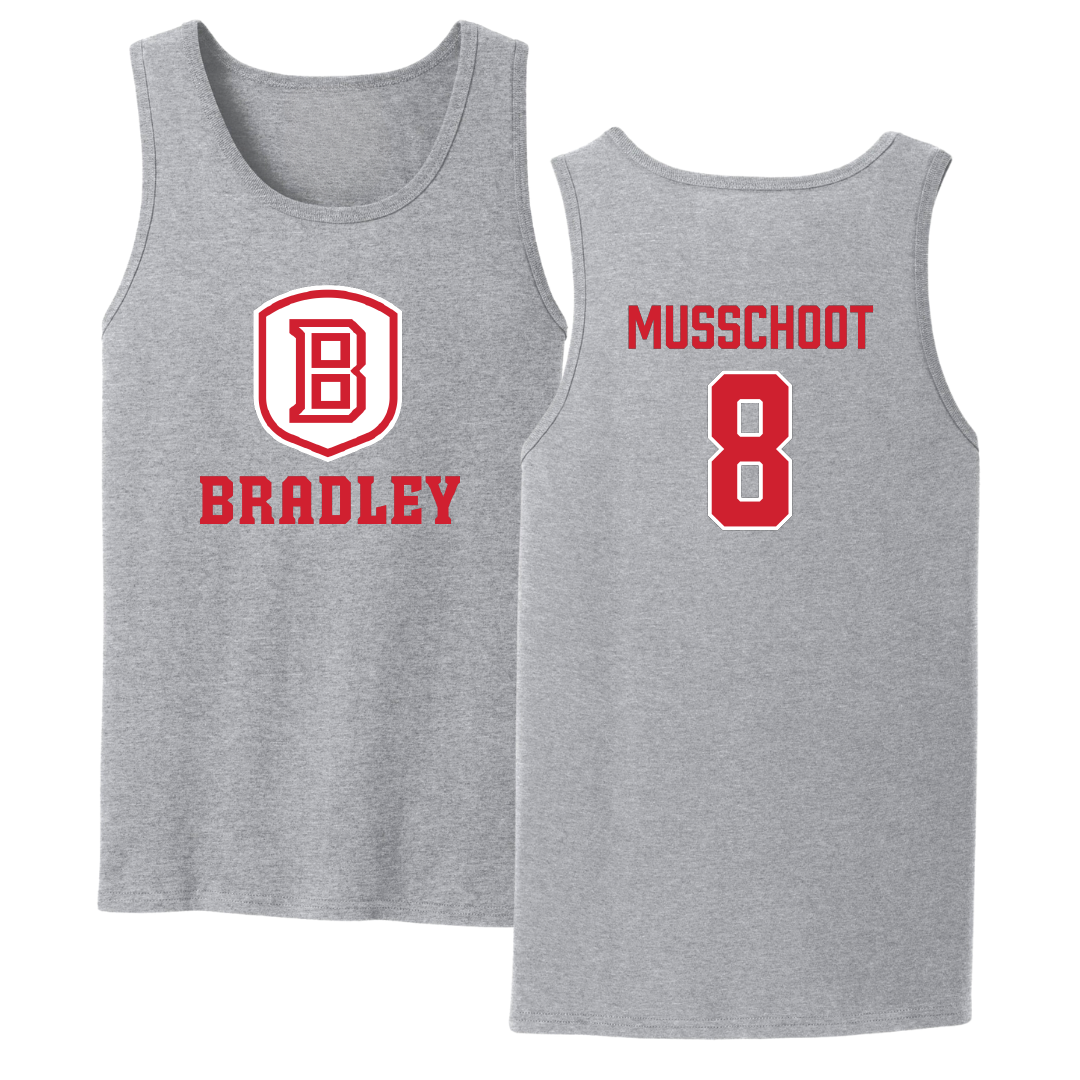 Bradley University Soccer Sport Gray Tank Top - #8 Cohen Musschoot