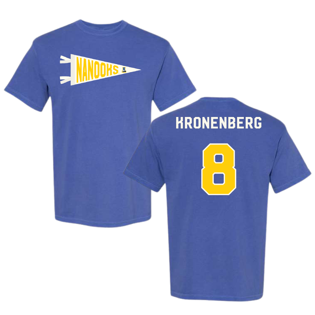University of Alaska Fairbanks Volleyball Blue Pennant Comfort Colors Tee - #8 Ava Kronenberg
