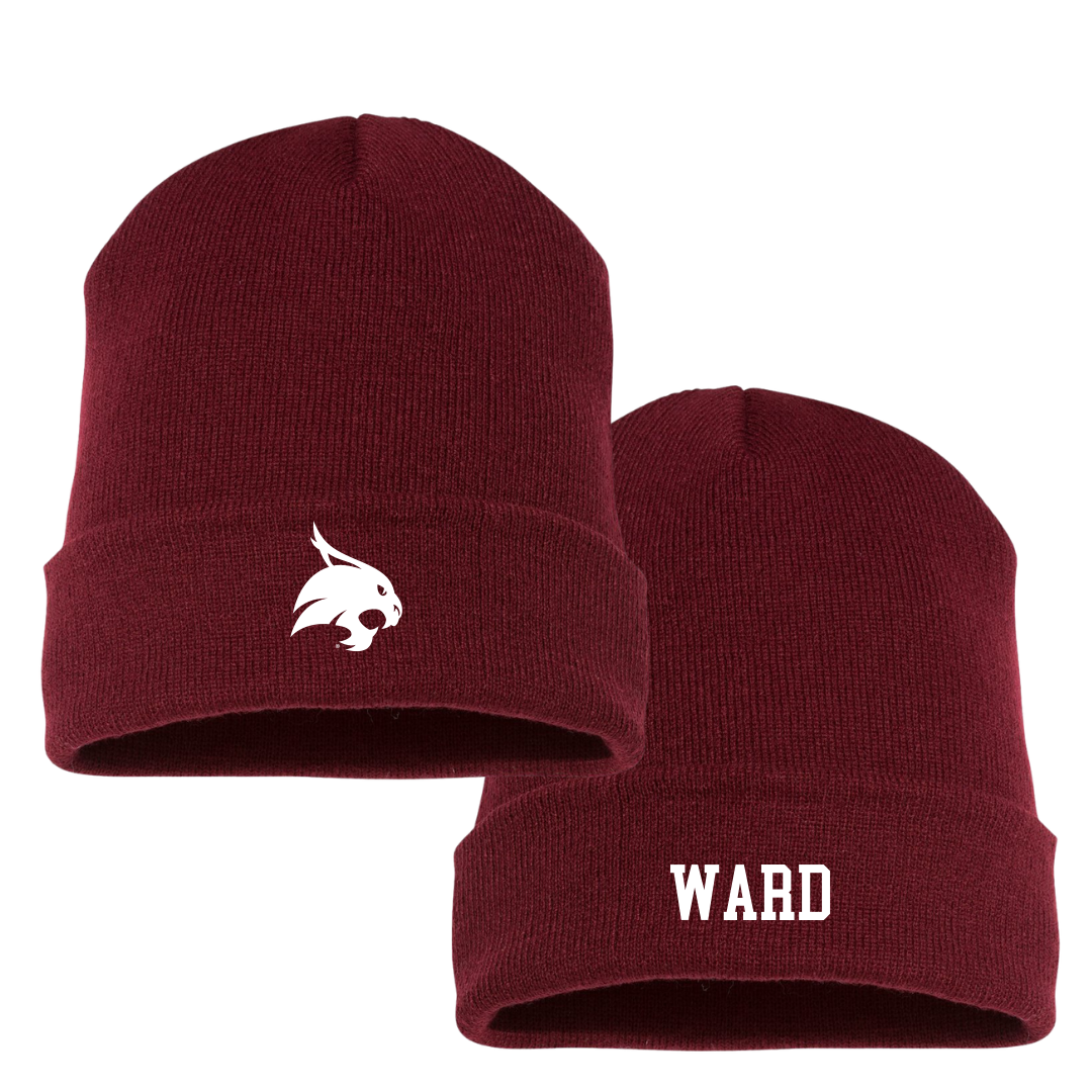 Texas State University Football Maroon Beanie - #67 Preston Ward