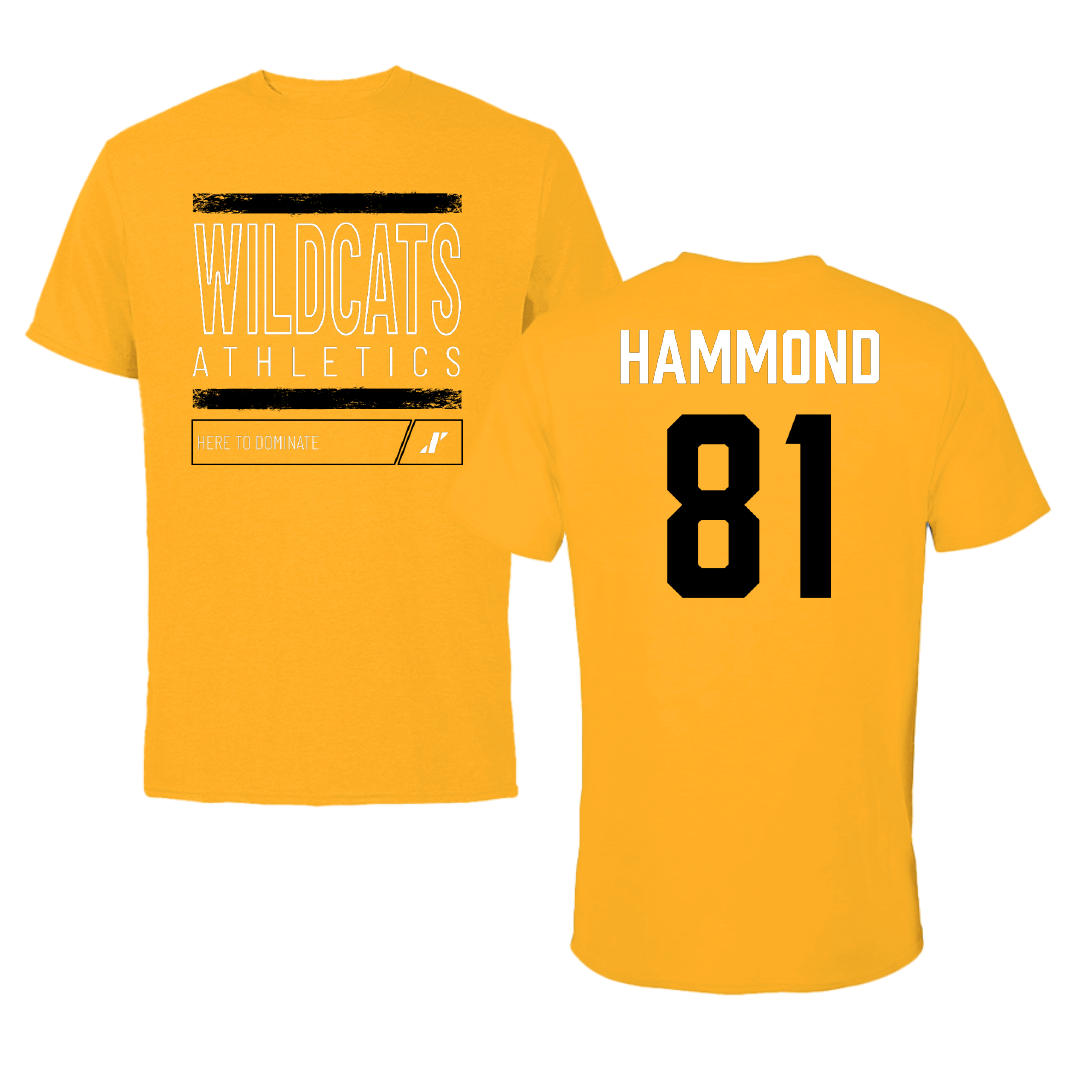 Wayne State College (Nebraska) Football Gold Dominate Performance Tee - #81 Max Hammond