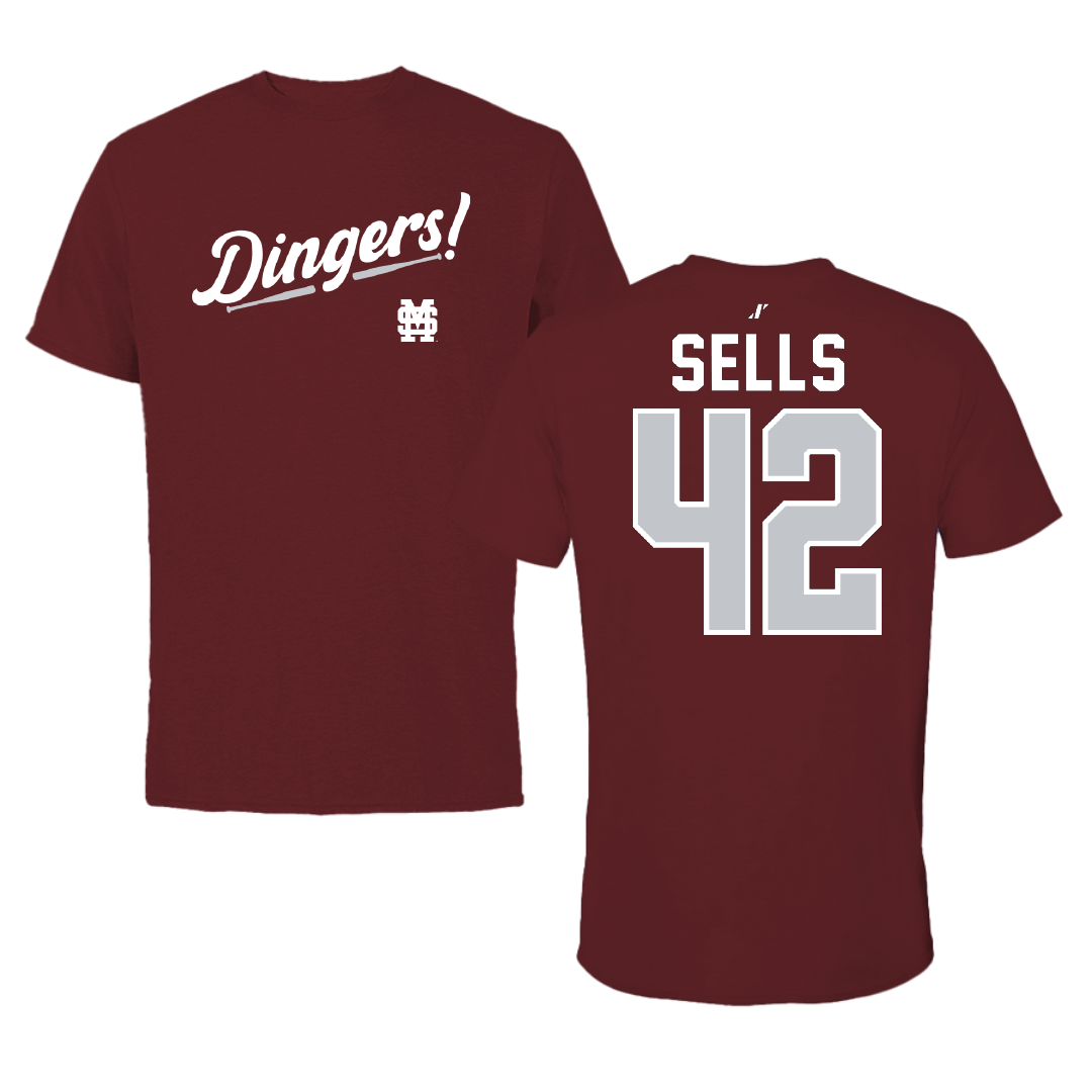 Mississippi State University Softball Maroon Dingers Performance Tee - #42 Kalani Sells