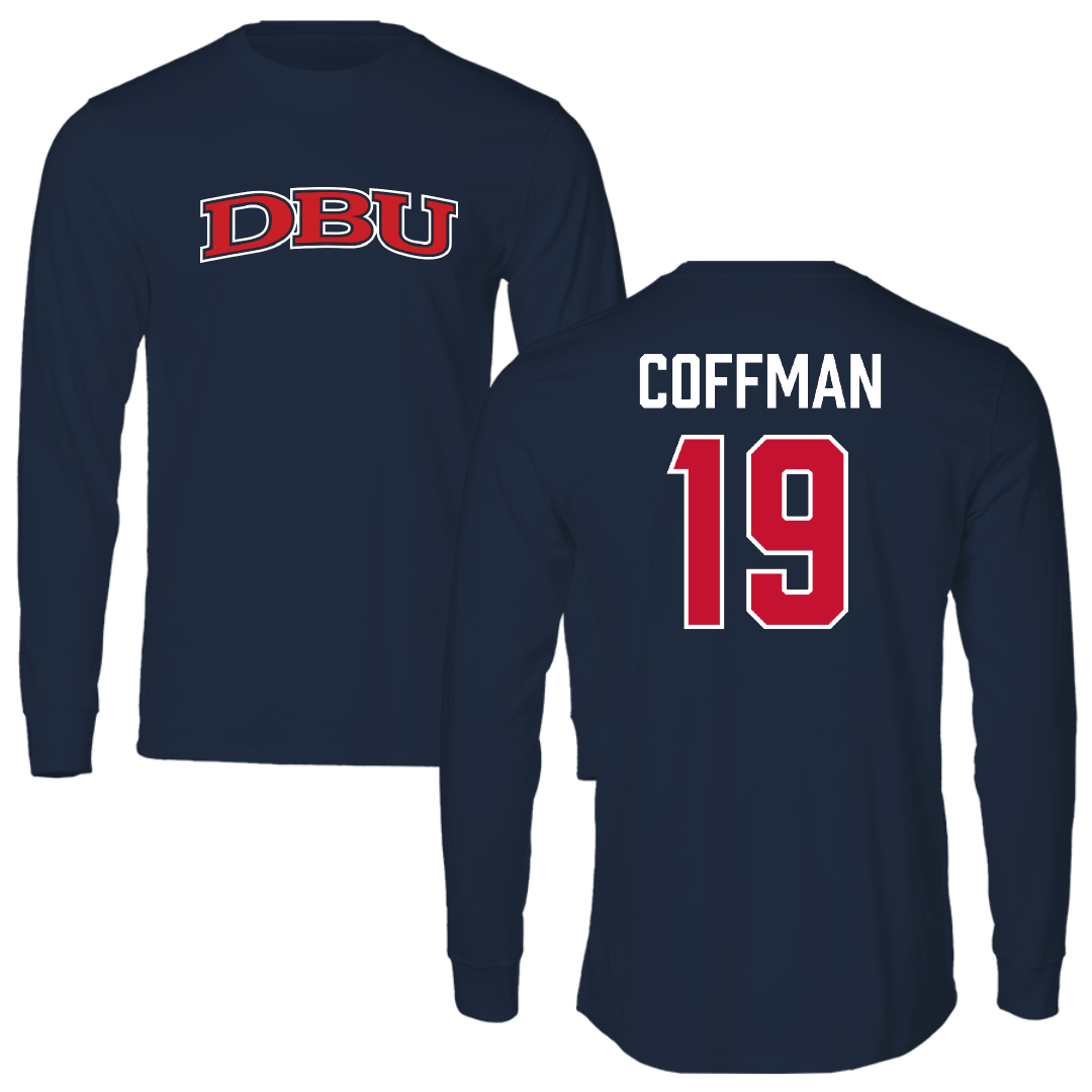 Dallas Baptist University Soccer Navy DBU Performance Long Sleeve - #19 Kylar Coffman