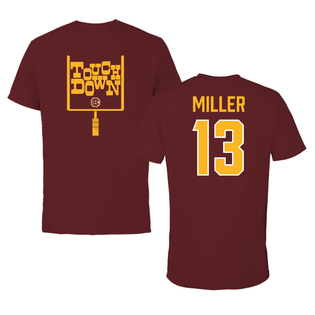 Bethune-Cookman University Football Maroon Touchdown Performance Tee - #13 Earl Miller