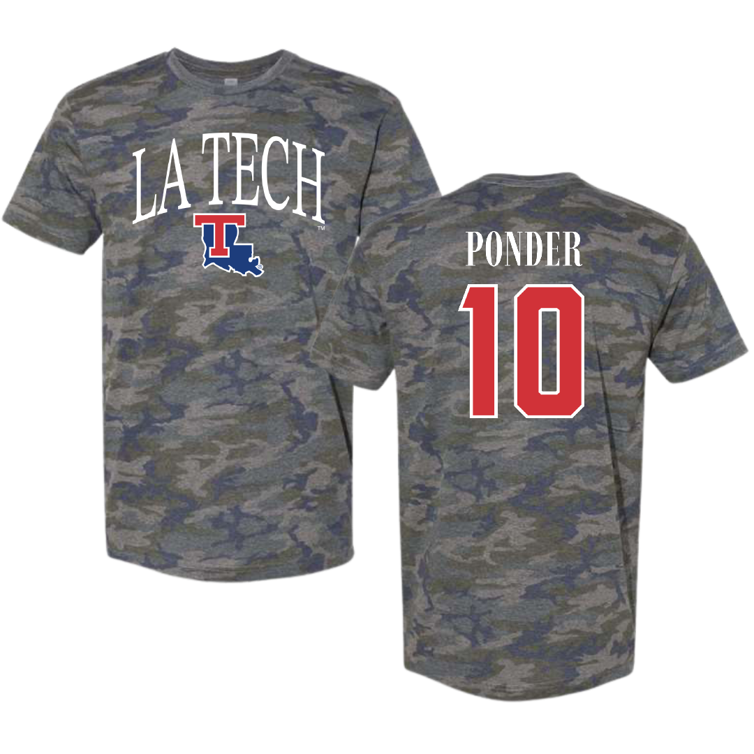 Louisiana Tech University Basketball Vintage Camo Tee - #10 Ben Ponder