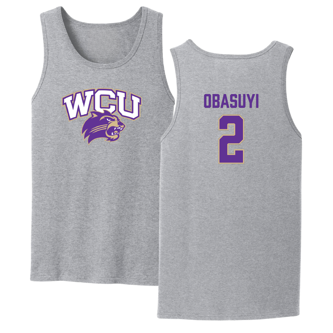 Western Carolina University Basketball Sport Gray Tank Top - #2 Kehinde Obasuyi