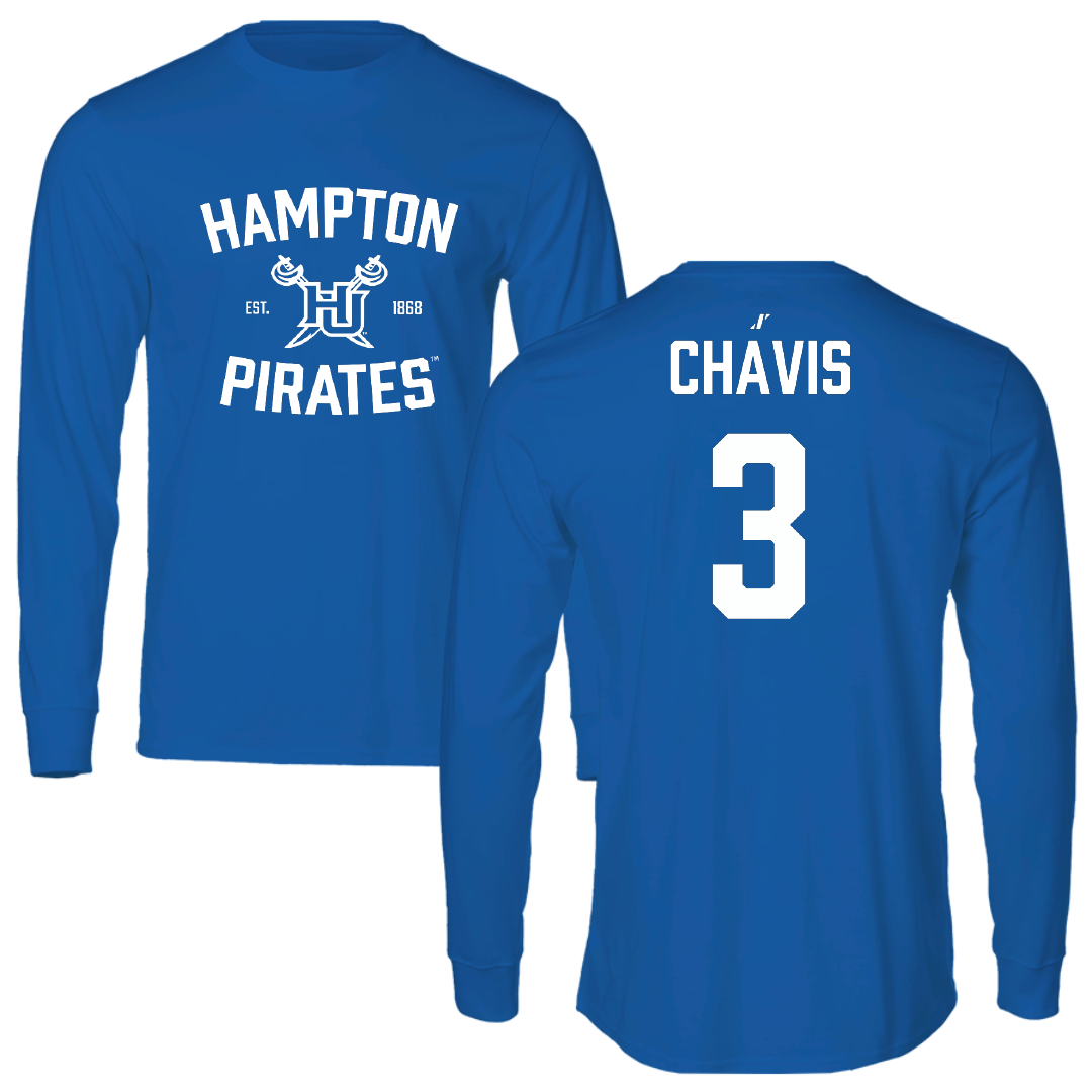 Hampton University Football Blue General Long Sleeve - #3 Jah’kei Chavis