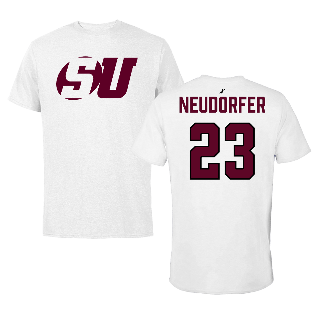 Schreiner University Basketball (M) White Tee - #23 Nick Neudorfer