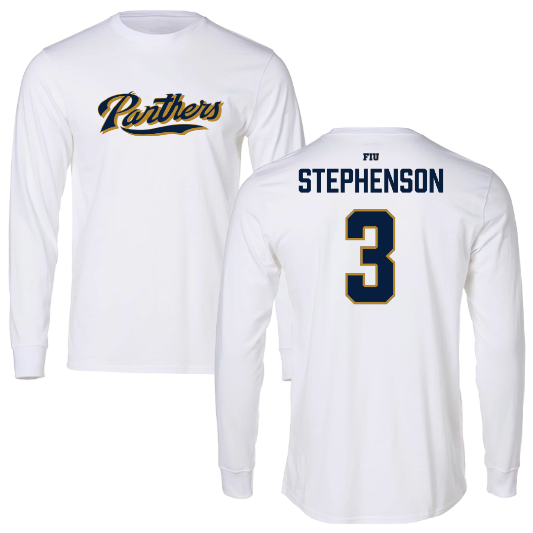Florida International University Basketball White Panthers Long Sleeve - #3 Corey Stephenson