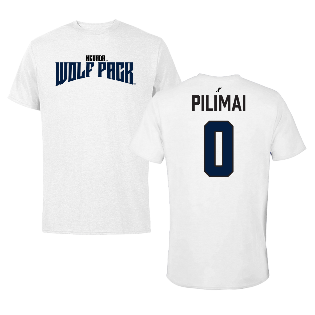 University of Nevada Volleyball White Classic Performance Tee - #0 Malia Pilimai