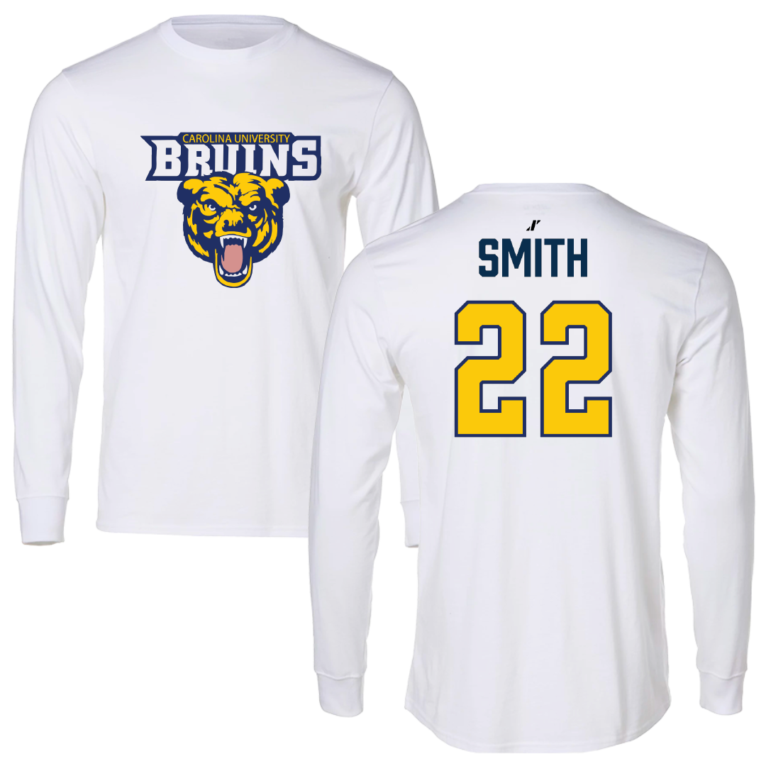 Carolina University Basketball (M) White Performance Long Sleeve - #22 Dawson-Baylor Smith