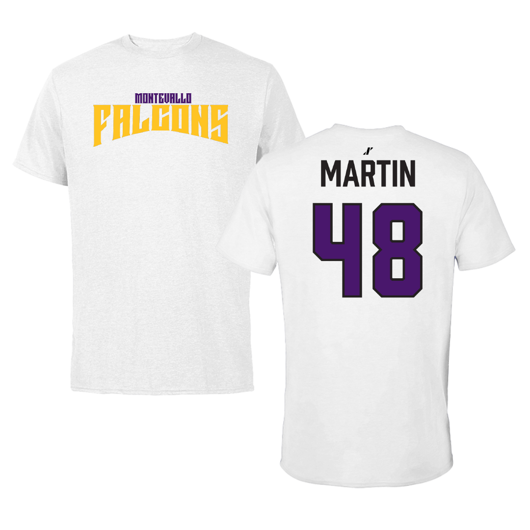 University of Montevallo Baseball White Classic Performance Tee - #48 Liam Martin