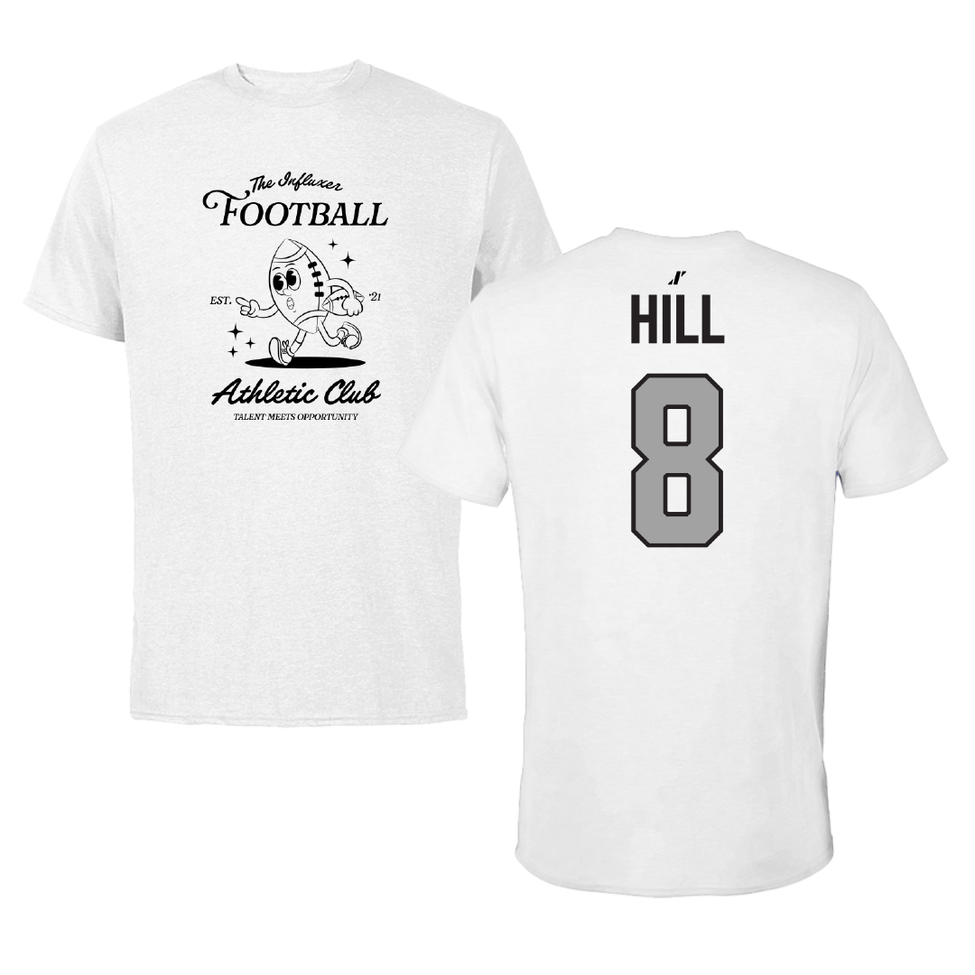 Football White Influxer Athletic Club Tee - #8 Braden Hill