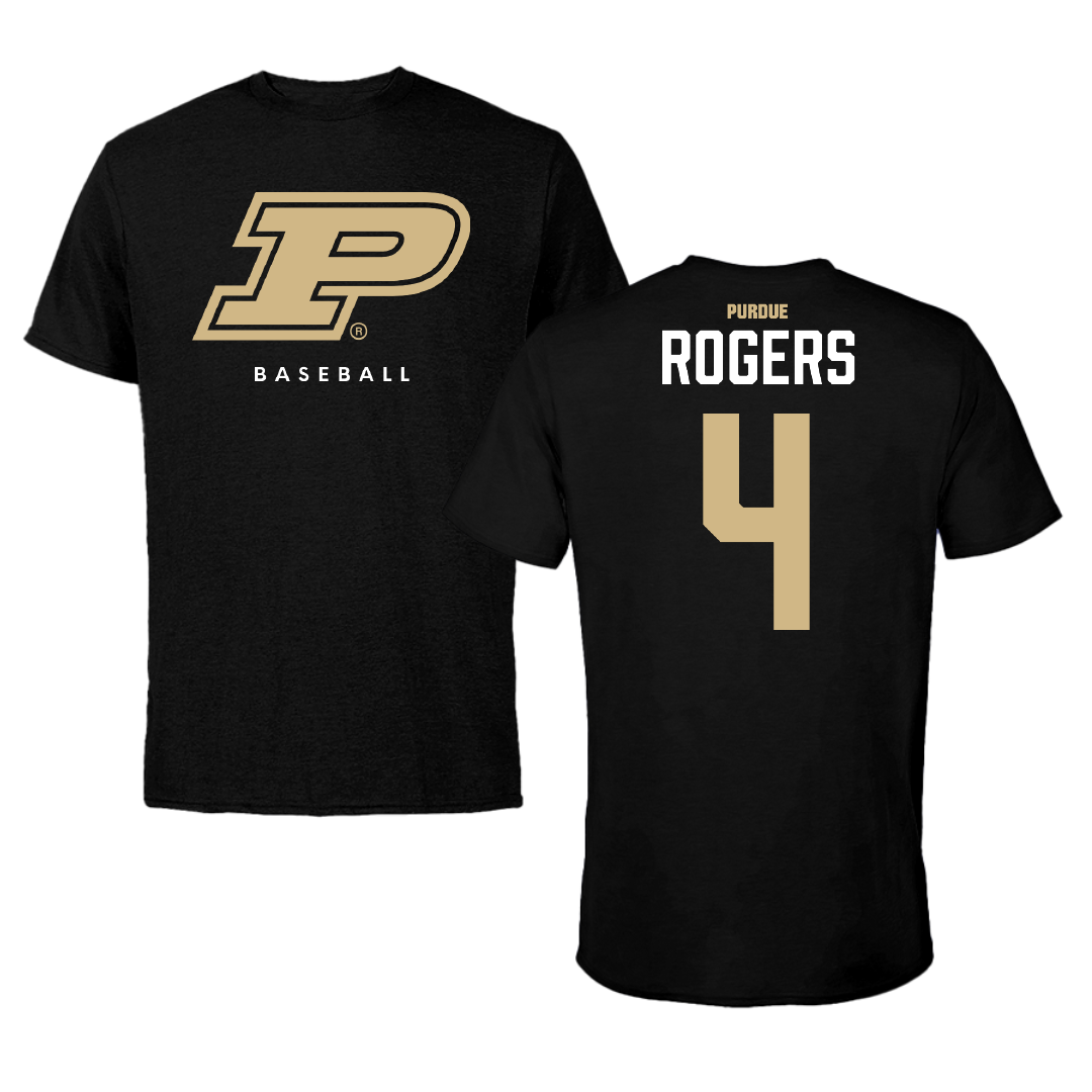 Purdue University Baseball Black Tee - #4 Brandon Rogers