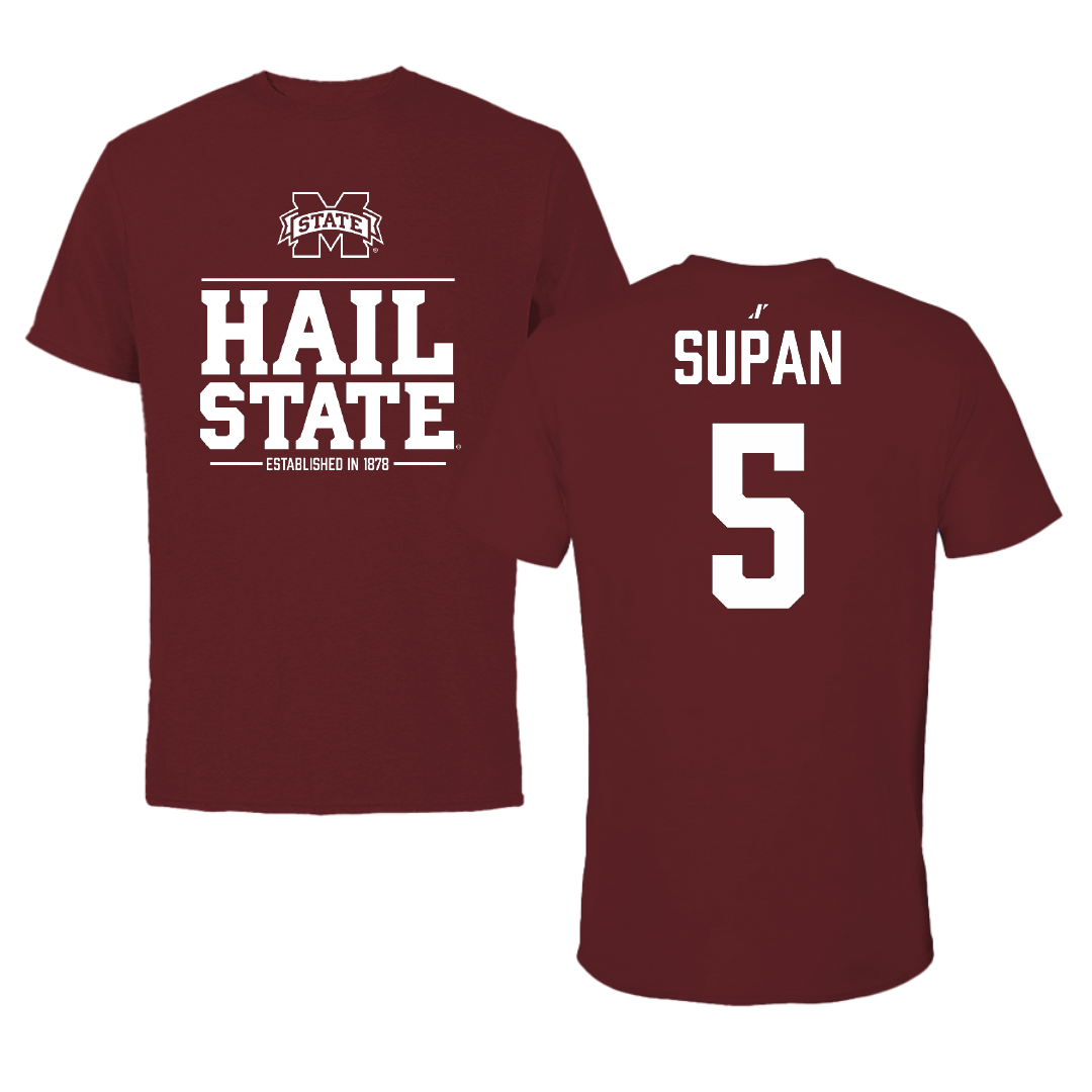 Mississippi State University Softball Maroon General Tee - #5 Ally Supan