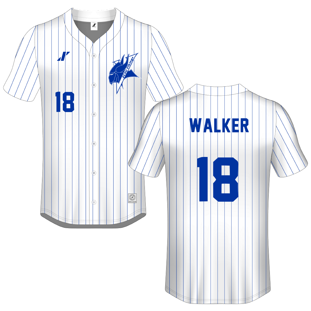 Elizabeth City State University White Pinstripe Button-Down Jersey - #18 Olivia Walker