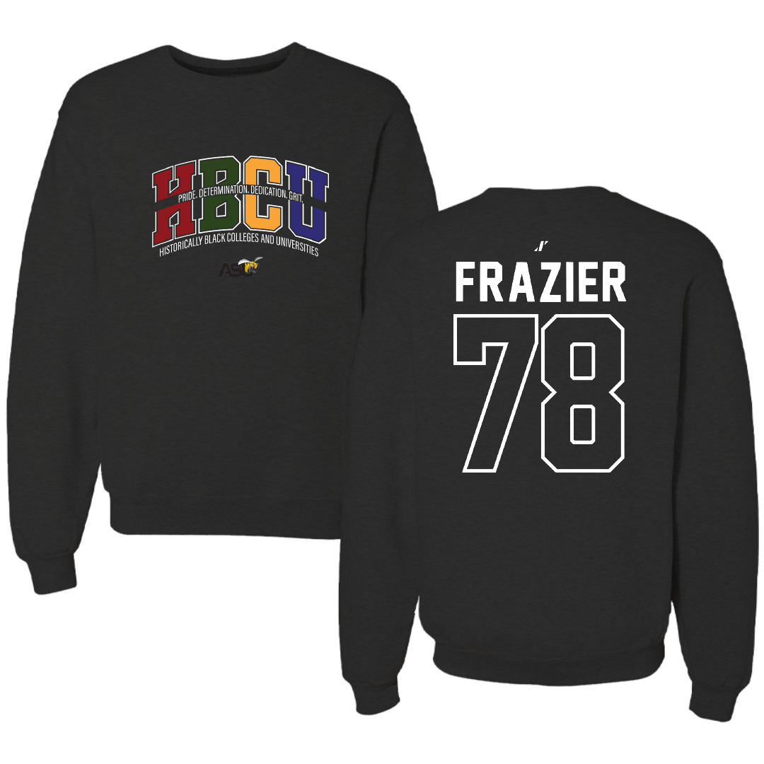 Alabama State University Football Black HBCU Crewneck - #78 Jeremiah Frazier