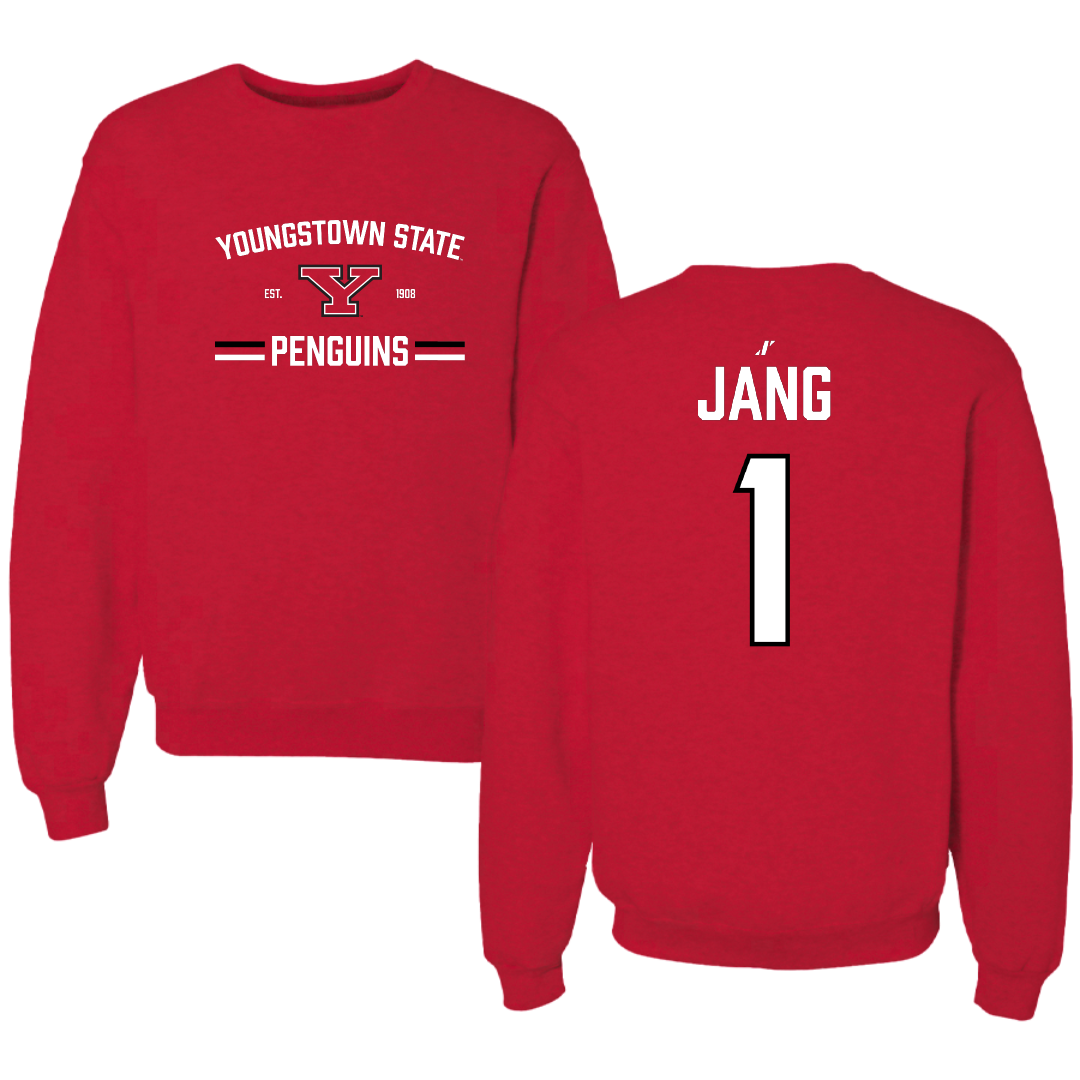 Youngstown State University Baseball Red General Crewneck - #1 Alex Jang