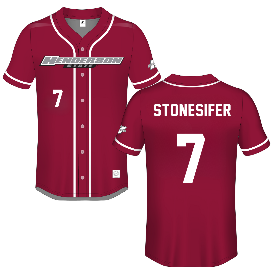 Henderson State University Red Button-Down Jersey - #7 Annie Stonesifer