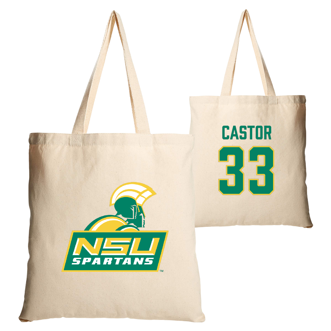 Norfolk State University Football Tan Canvas Tote Bag - #33 Darren Castor