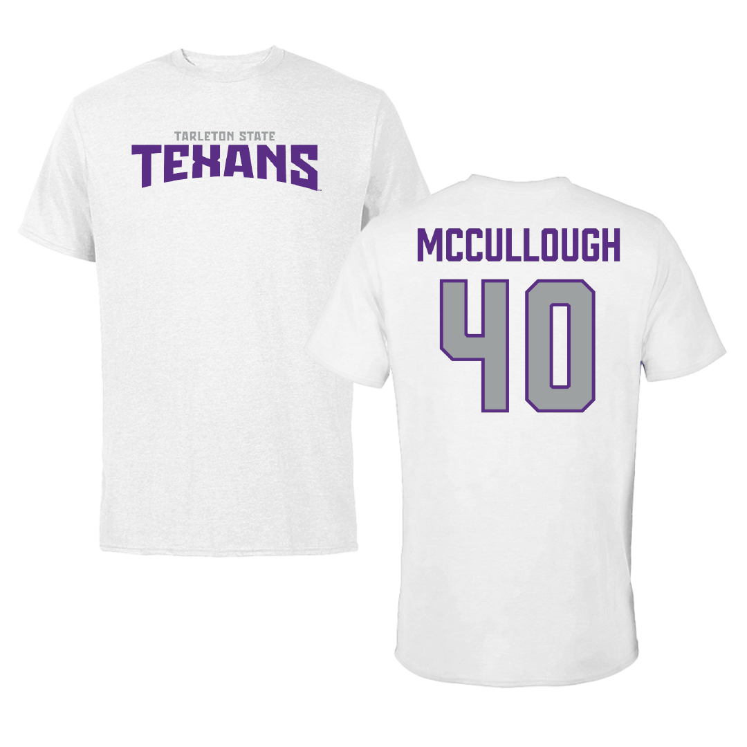 Tarleton State University Baseball White Classic Performance Tee - #40 Matthew Mccullough