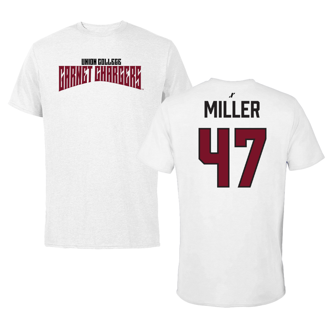 Union College Baseball White Classic Performance Tee - #47 Lucas Miller