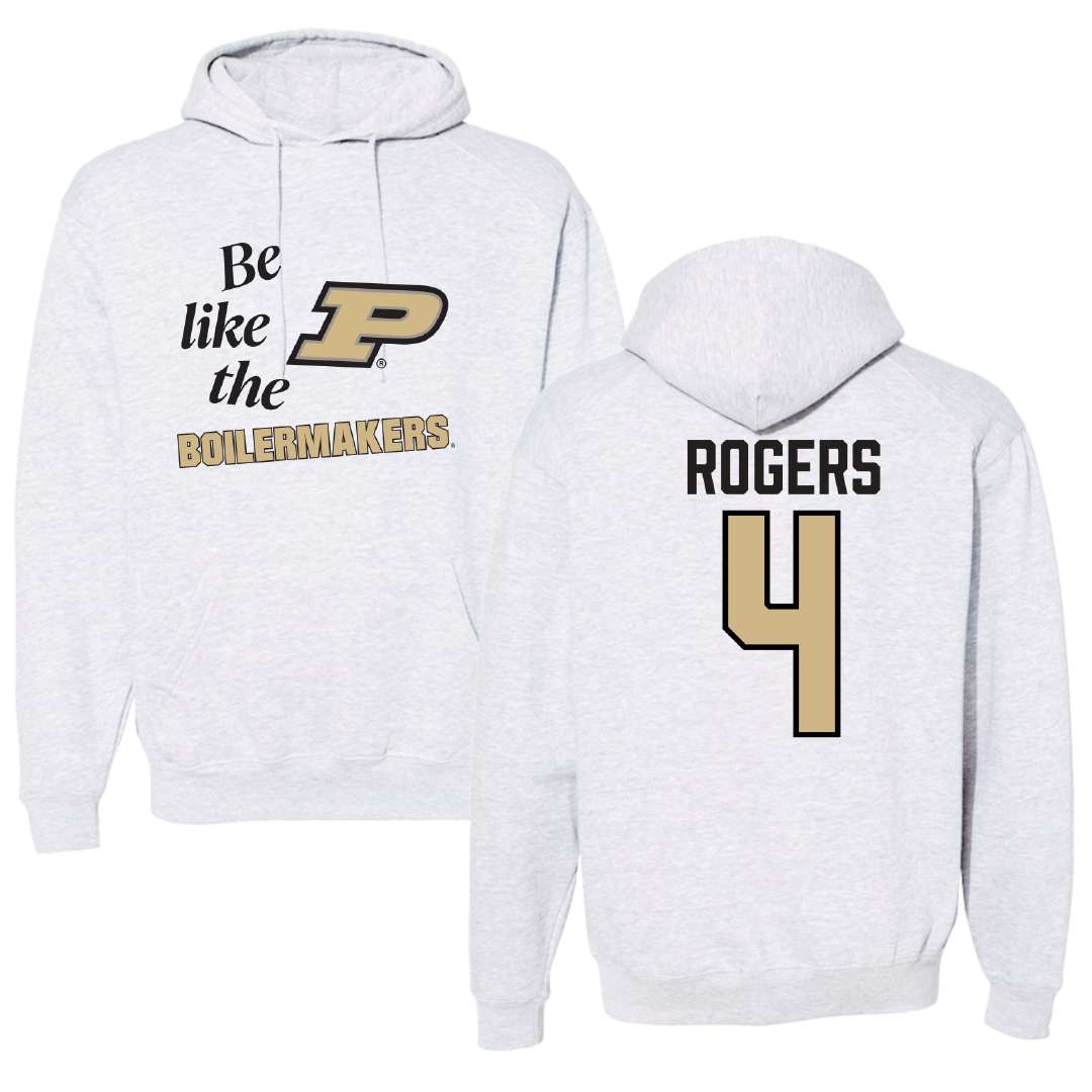 Purdue University Baseball Light Gray Be Like Us Hoodie - #4 Brandon Rogers