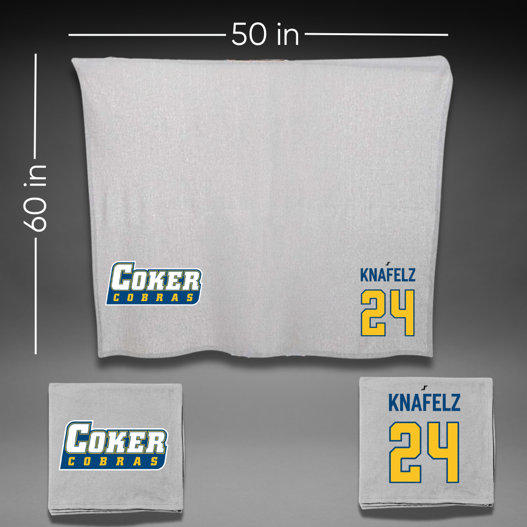 Coker University Basketball Gray Blanket - #24 Matthew Knafelz