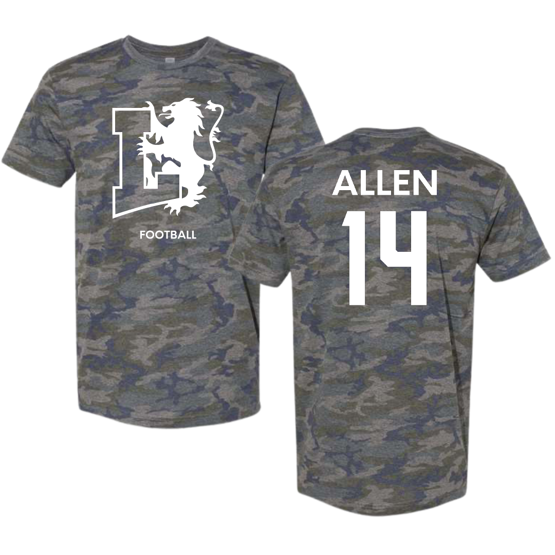 Lyon College Football Vintage Camo Tee - #14 Caleb Allen
