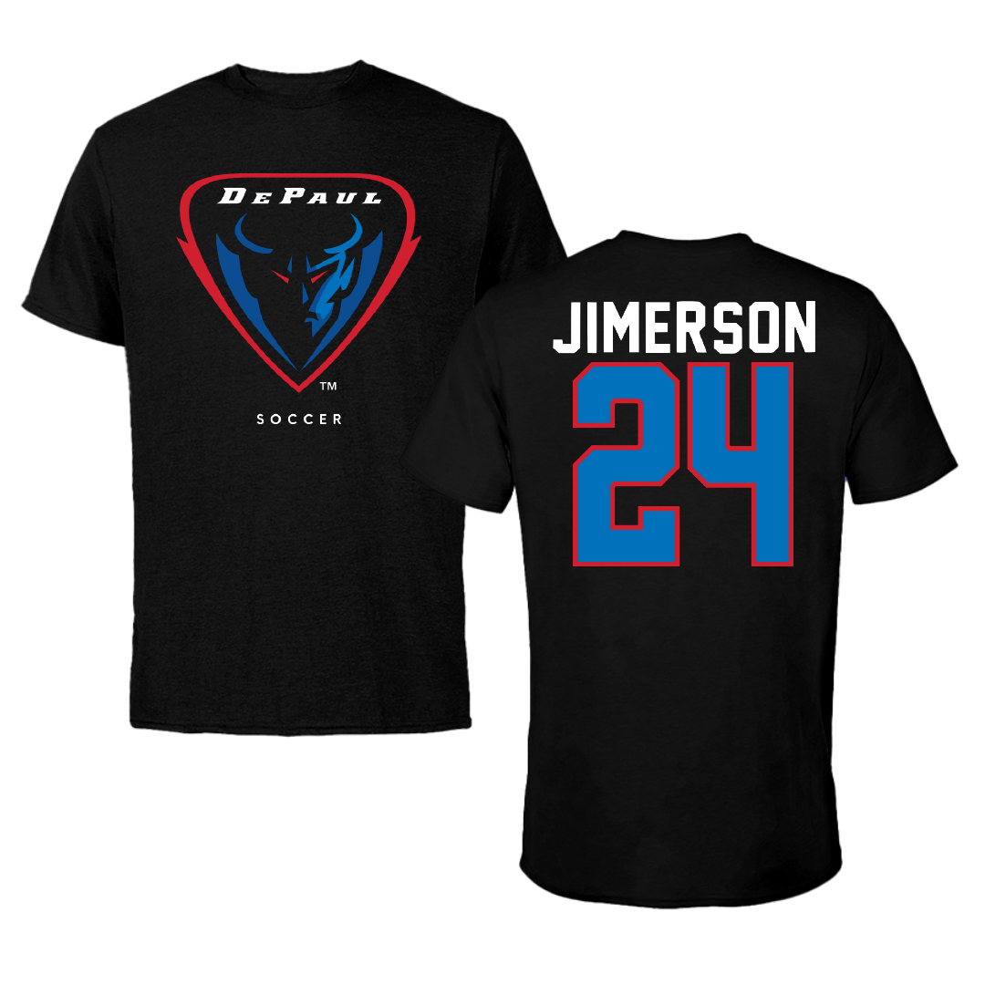 DePaul University Soccer Black Performance Tee - #24 Evan Jimerson