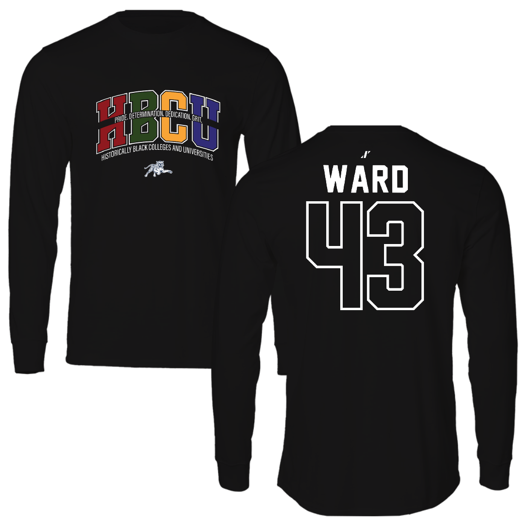 Jackson State University Football Black HBCU Performance Long Sleeve - #43 Jace Ward
