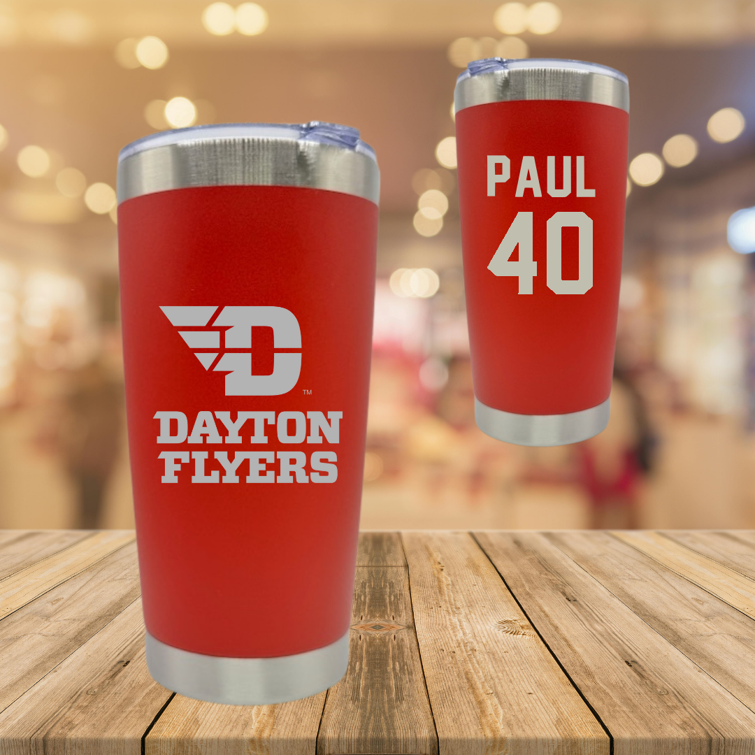 University of Dayton Football Red Stainless Steel Tumbler - #40 Kyler Paul