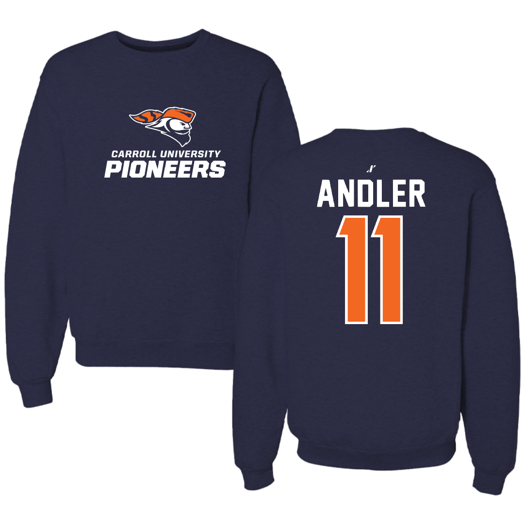 Carroll University Softball Navy Crewneck - #11 Jenna Andler