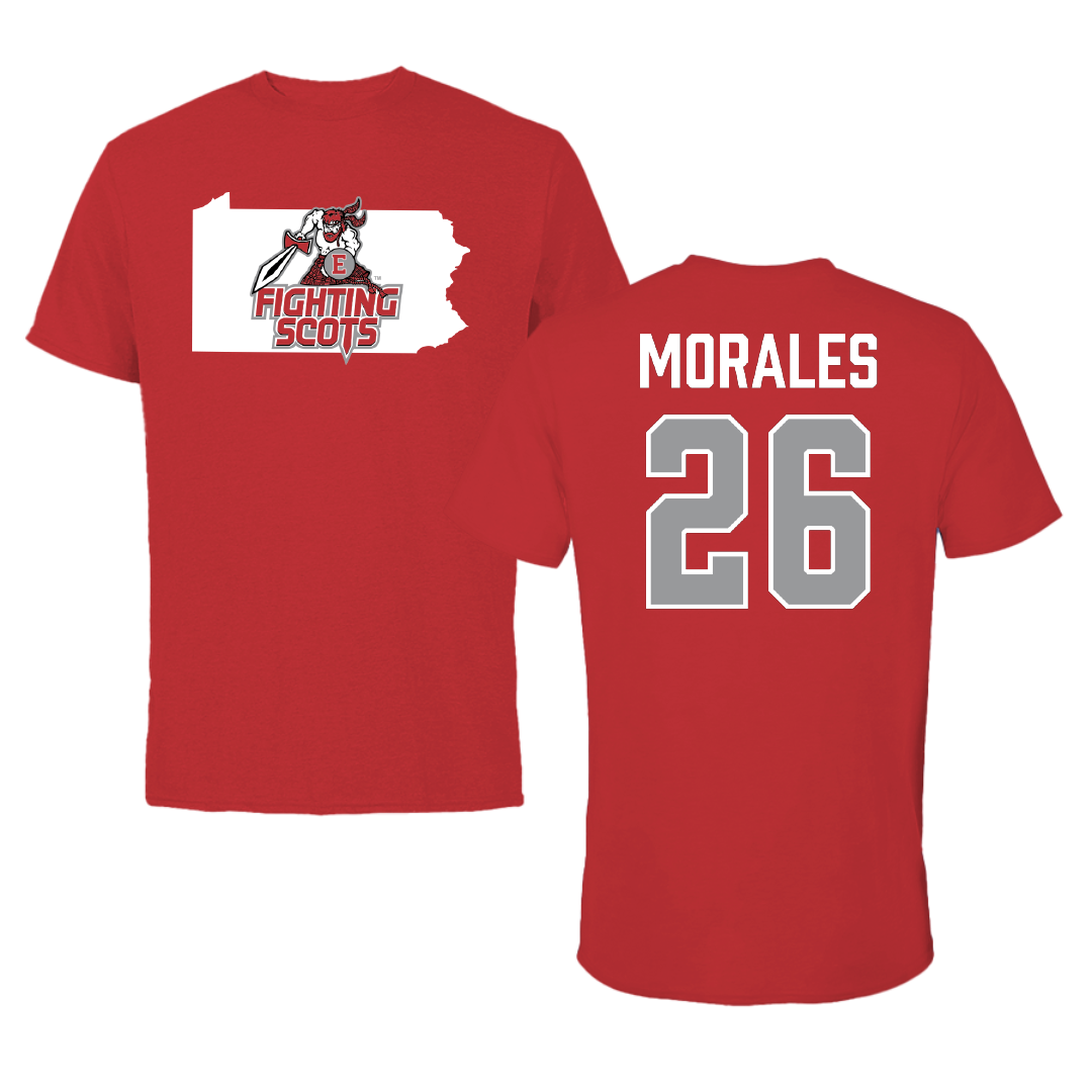 PennWest Edinboro Football Red State Tee - #26 Carlos Morales