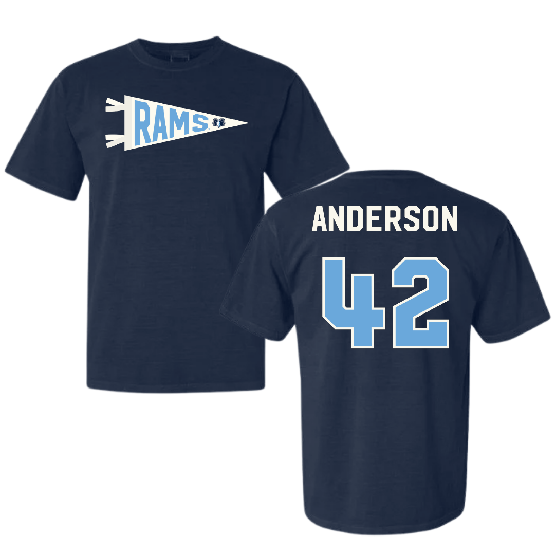 University of Rhode Island Baseball Navy Pennant Comfort Colors Tee - #42 Michael Anderson