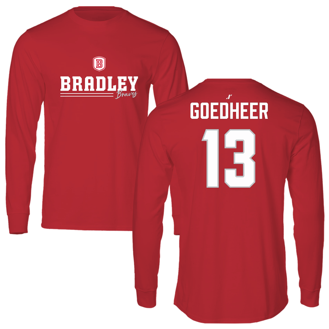 Bradley University Volleyball (W) Red General Performance Long Sleeve - #13 Adeline Goedheer