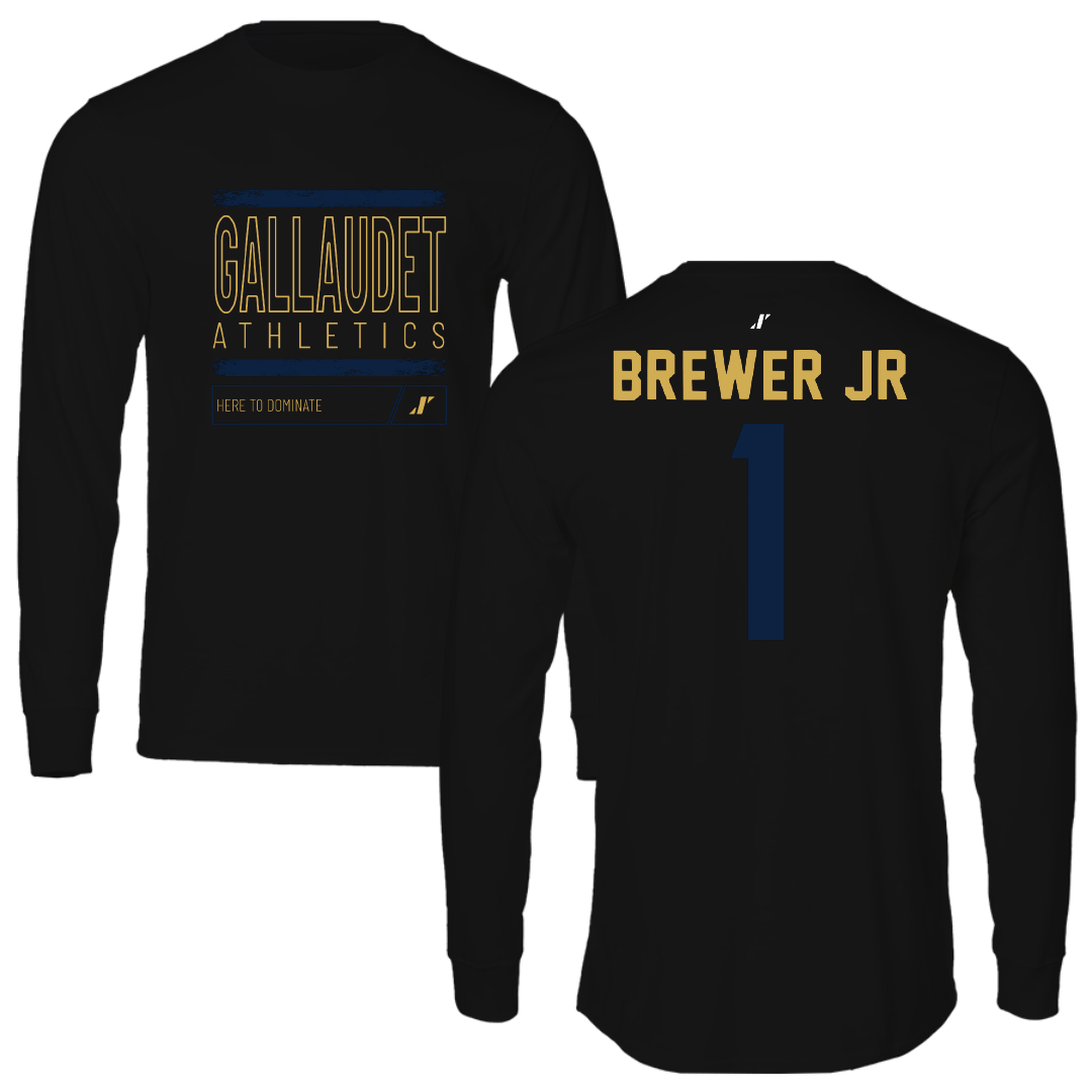 Gallaudet University Basketball Black Dominate Long Sleeve - #1 Bruce Brewer Jr